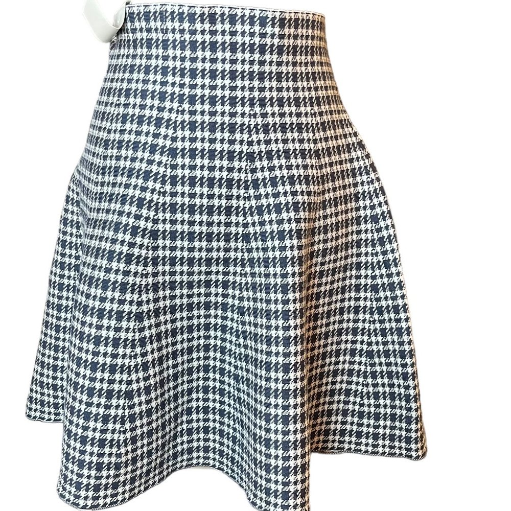 Classic Concept/Navy & White Houndstooth pattern/Preppy Flared & Flirty Skirt